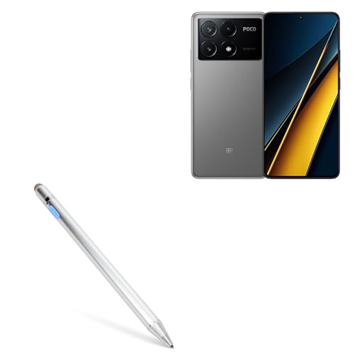 BoxWave Stylus Pen Compatible with Xiaomi Poco X6 Pro - AccuPoint Active Stylus, Electronic Stylus with Ultra Fine Tip - Metallic Silver