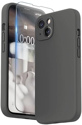 SURPHY Compatible with iPhone 13 Case with Screen Protector, Liquid Silicone Protection for Each Lens Shockproof Thickened Rubber Cover for iPhone 13 6.1 inch 2021, Midnight Blue