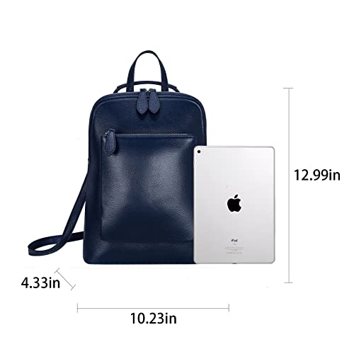 HESHE Backpack for Women Leather Backpack Purse Convertible Designer Bag Back Pack for Work Everything Bag(Navy Blue-Genuine Leather)