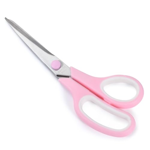 Pink Scissors 7.5 All Purpose Scissor for Office and Home Stainless Steel Craft Sewing Fabric Shears with Comfort Grip Right/Left Handed (1 Pack)