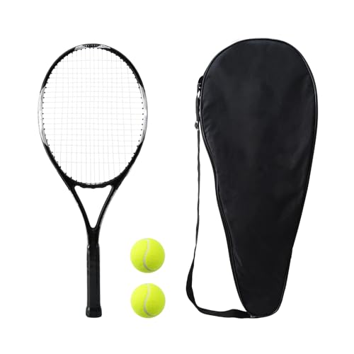 Raqueta de tenis de velocidad de 27 pulgadas para adultos, raqueta de tenis ultraligera con funda de transporte de 2 pelotas