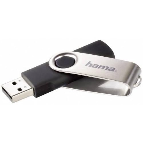 Hama | Pendrive USB 2.0 de 128 GB, Memoria USB-A de 15 MB/s, Negro y Plata