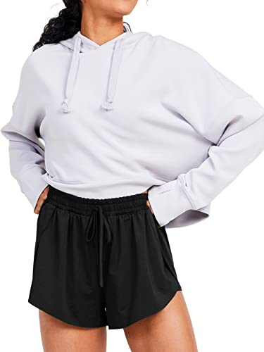 Laslulu Womens 2 In 1 Flowy Running Shorts Elastic Casual Summer Athletic Workout Sweat Shorts High Waisted Gym Tennis Skorts Skirts Pockets(Black Small) #TOP3