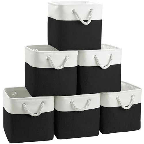 FinishingBo 11 inch Cube Storage Bin with Handles 6 Pack