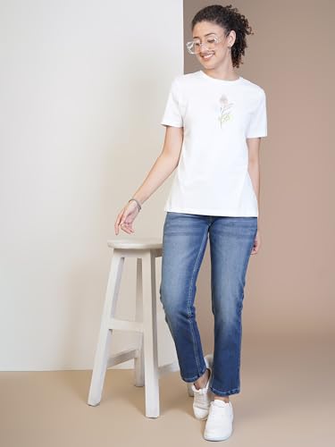 Image of ONE SKY Round Neck T Shirts for Women, Versatile Ladies Wear, Soft & Breathable Printed Tshirt, Relaxed Loose Fit Half Tshirt, Stylish & Durable Tops, Easy to Care Sustainable Summer Tshirt