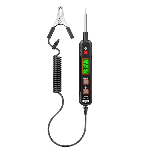 Aicevoos B1 Detector de tensão, testador de circuito com gama DC 0,8 V - 100 V, teste de continuidade, testador elétrico com lanterna, alarme Buzzer para FuXLKNBCde continuidade da bateria de carro