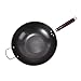 Żeliwna patelnia wok z drewnianymi uchwytami patelnia wok z płaską podstawą i nieprzywierającą powierzchnią do głębokiego smażenia, smażenia, grillowania, gotowania na parze