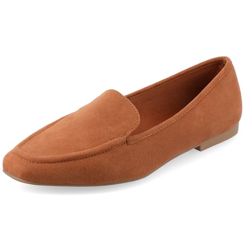 Image of Journee Womens Suede Loafer Flat Square Toe Noticed Topline Padded Block Heel - Tullie Casual Dress Shoe