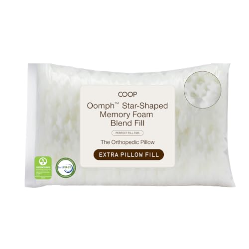 Image of Coop Home Goods Extra Oomph Star-Shaped Pillow Fill, Extra Fill Memory Foam & Microfiber Filler for Adjustable Pillows, Cushions & Crafts, Pillow Stuffing, CertiPUR-US & GREENGUARD Gold Certified