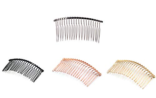 Ruwado 4 pcs 20 Teeth Metal Side Comb Veil Twist Vintage Fashion Classic Hair Comb Pin French Hair Clamp Accessories for Women Girls Styling Daily Wear Wedding Party Christmas