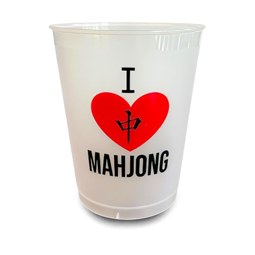Keeks & Co I Love Mahjong Frosted Plastic Cup, 10-Piece Set, Reusable Cups – Mahjong Themed Party Supplies, Mahjong Game Night Table Decor Cocktail & Luncheon Cups