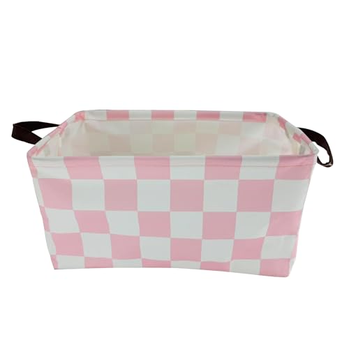 Image of Rectangle Storage Basket Cute Canvas Organizer Bin for Pet /Children Toys, Books, Clothes Perfect for Rooms /Playroom (Grid)