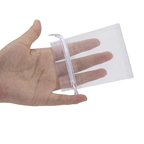 HRX Package 100pcs White Organza Bags - Small 8x10cm Drawstring Jewellery Gift Pouch for Wedding Party
