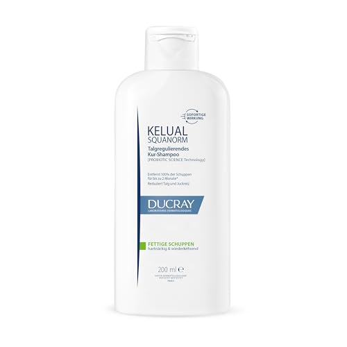 Ducray KELUAL SQUANORM - Champú anticaspa para el cuidado del cabello para la caspa grasa y el cuero cabelludo con picazón, clínicamente probado, 200 ml