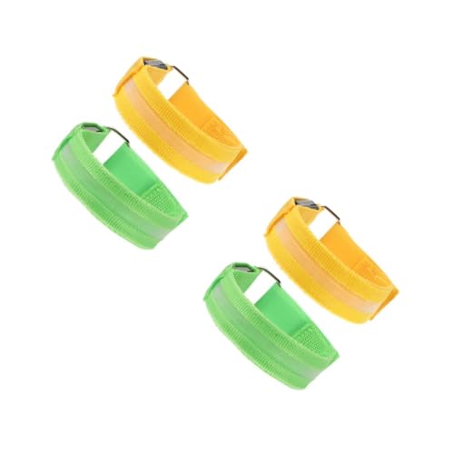BESTonZON 1set Adjustable LED Light Safety Wristband Rechargeable Glowing Armbands for Night Running Walking Hiking Cycling High Visibility Reflective Arm Bands for Runners 2pcs