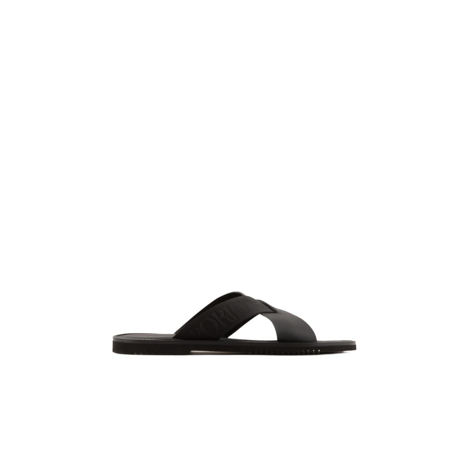 Emporio Armani Logolu Çapraz Bantlı Deri Terlik Erkek TERLİK X4P124 XN787 K001