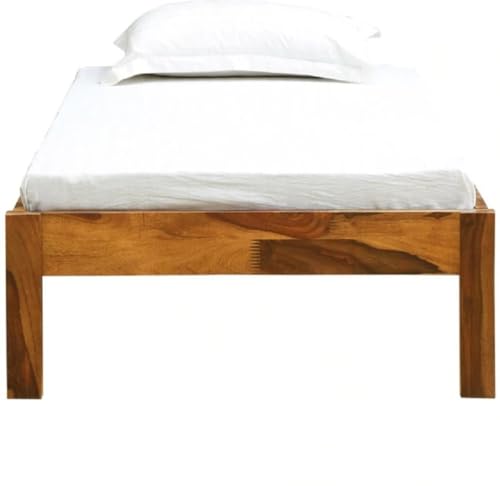 Image of AADITYA WOODS Solid Sheesham Wood Single Bed Cot Without Storage | Single Size Bed for Bedroom | Multipurpose Use Bed- Honey Teak 7