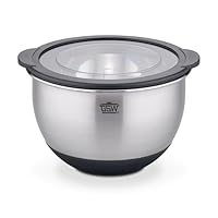 GSW Servierschüssel Primo 16 cm, Hochwertige Edelstahl Rühr- & Salatschüssel mit luftdichtem Deckel, Teigschüssel, Küchenschüssel & Servierschale, 1.2 L, Silber