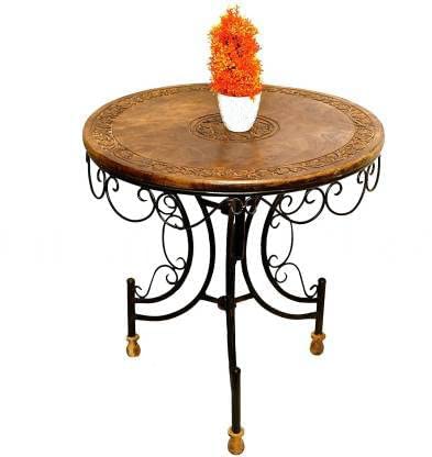 Wooden & Iron Center Table,Side Table,Royal Look Antique Side Table of 21 x 15 x 15 inch Solid Wood Side Table (Finish Color – Brown, Pre-Assembled) 381 x 533.4 mm