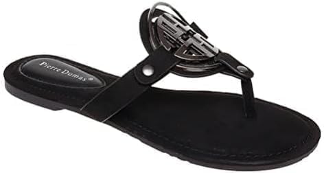Image of Pierre Dumas Women's Medallion Vegan Slide Thong Flip Flop Flat Sandal