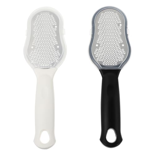 OUNONA 2 piezas Pies de Acero Inoxidable con Tapa Doble Cara Herramienta Profesional para Pedicura Elimina Callos y Muerta para Cuidado del Talón