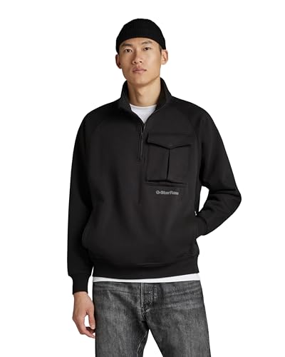 G-STAR Raw Men's Anorak Loose Long Sleeve Sweater,Dark Black,Medium