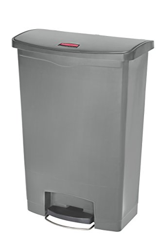 Image of Rubbermaid Commercial Products STREAMLINE Plastic Front Step Step-On-Trash /Garbage Can /Bin, 24 GAL, Gray, for Doctor's Office /Hospitals /Healthcare