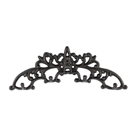 gasare, Key Holder Wall Hooks, Entryway Key Rack, Floral Décor, 4 Hangers, Antique Sturdy Cast Iron, Rustic-Modern Brown, 11 ¼ x 4 ¼ Inches, Wall Mount Screws and Anchors, 1 Unit Cover