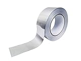 Tamaño: 50 m x 50 mm. Cinta adhesiva de aluminio 50mm x 50m. Para reparaciones. Aislante, resistente a altas temperaturas. Para conductos, aire acondicionado, calentadores y estufas.