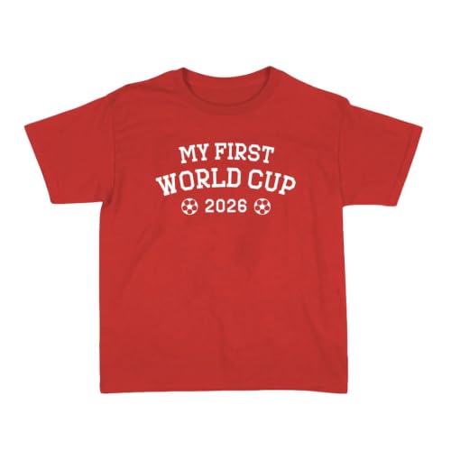 Image of Kids Red England Football Tee - Large - Boys Girls Crew Neck Short Sleeve Supporter T-Shirt - Children's Summer Tournament Match Day Top with Soft Cotton Print - Ages 7-8