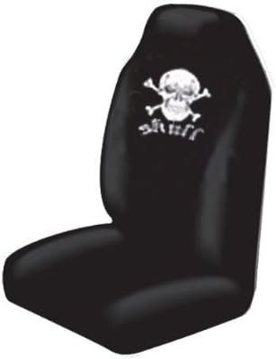 Front Car Truck SUV Bucket Seat Covers - White Skull w/ Crossbones