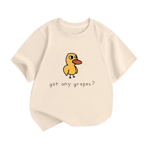 BeWithYou Oversized Cute Duck Shirts for Teens Girls Kawaii Cartoon Graphic Tees Funny Letter Print T-Shirts Casual Tops(Apricot M)