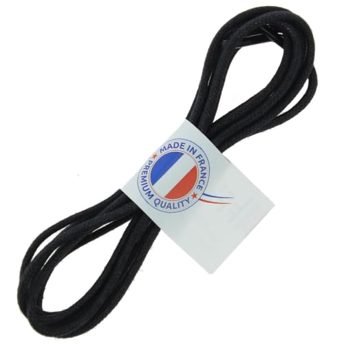Les Lacets Français. Lacets ronds et épais. 3mm, Coton. Noir. 90cm FABRIQUE EN FRANCE – vue 4