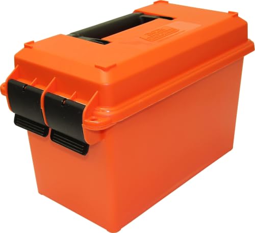 Image of MTM AC50C-35 Ammo Can, 50-Caliber, Heavy-Duty Dual Latching System, Rugged Polypropylene Plastic, O-Ring Seal System, Water Resistant, Bulk Ammo Storage, USA Made, Orange (Pack of 6)