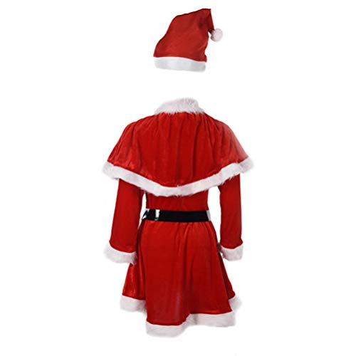 ABOOFAN Fantasia de Papai Noel Feminino Terno de Papai Noel Fantasia de Fantasia de Natal Com Cinto
