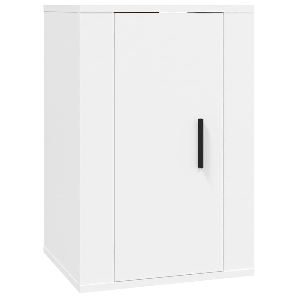 3-TLG. TV-Schrank-Set, Weiß, Holzwerkstoff, Modernes Media-Center für Wohnzimmer, Schlafzimmer, Stabile TV-Konsole, Wandmontage, Reichlich Stauraum
