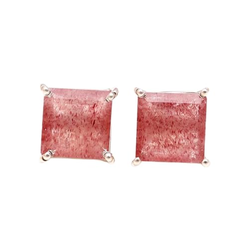Boucles d'oreilles quartz fraise argent 925 : idée cadeau minimaliste pour femme