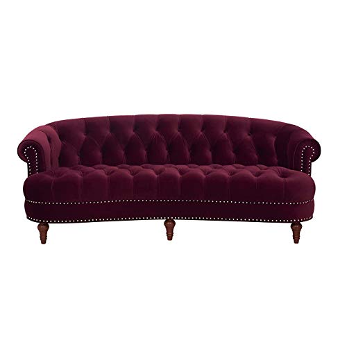 Jennifer Taylor Home Sierra Victorian Chesterfield Tufted Sofa, Burgundy Velvet