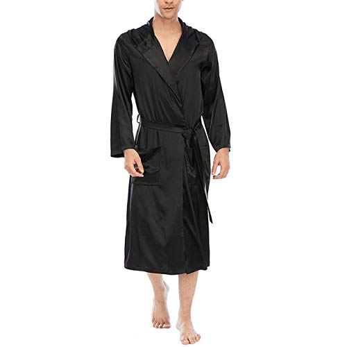 DEWUFAFA Roupão de seda masculino, quimono de cetim roupão longo leve manga grande e alta camisola p