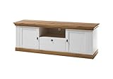 Newfurn TV Lowboard Landhaus TV-Schrank Fernsehtisch Rack Board II 183x64x 52 cm (BxHxT) II [Malte.Ten] in Pinie Weiß/Pinie Weiß Wohnzimmer Schlafzimmer