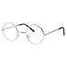 grinderPUNCH Kids Size Non-Prescription Glasses Round Circle Frame Clear Lens Costume (Age 3-10) Silver