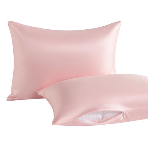 Image of NTBAY 2 Pack Pillows with Stain Pillowcases, Soft Cotton Down Alternative 13x18 Zippered Pillows for Sleeping in Crib Bed - Machine Washable - Breathable Travel Pillow, Pink