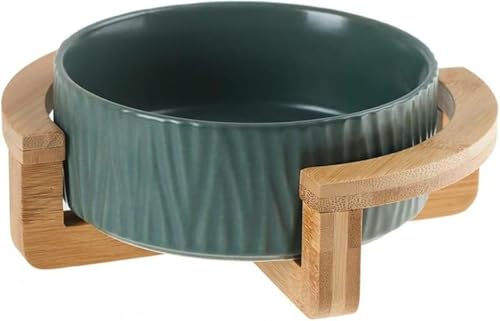 AOBOPO 食器・ボウル グリーン ペット 陶器 ウォーター ボウル 犬猫用 餌入れ 水入れ ボウル フードボウル 犬 猫食器 手入れ簡単 ペット用品 水飲みボウル 木製 ペット皿 滑り止め 安定感 取り外し可能
