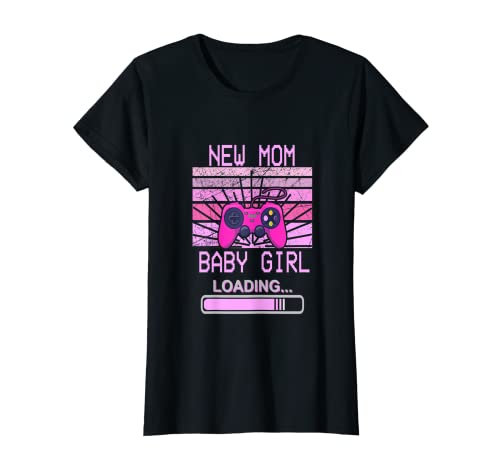 Mujer Retro Nuevo Gamer Gaming Mamá Bebé Chica Cargando 2022 Controlador Camiseta