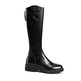 [XYJP] ニーハイブーツ ロング レディース ブーツ 秋 冬 通勤 通学 ブーツ 暖かい カジュアル 大きいサイズ シャーリングブーツ 歩きやすい 履きやすい 美脚 黒 ファスナー ブーツ 25.0cm