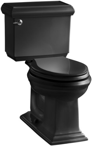 kohler memoirs classic comfort - KOHLER K-3816-7 Memoirs Comfort Height Two-Piece Elongated 1.28 gpf Toilet with Classic Design, Black Black