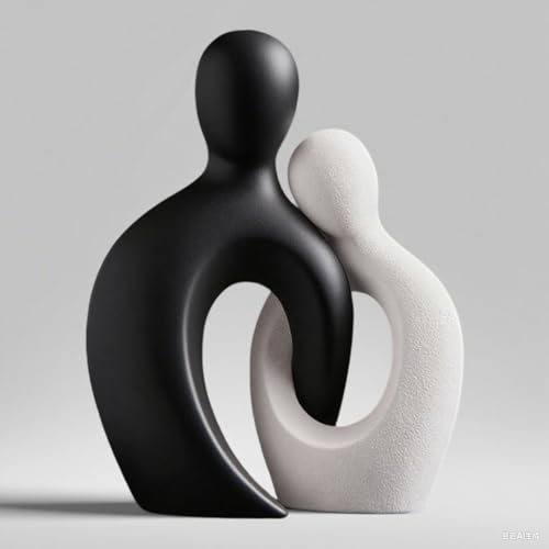 Eachave Sculpture Couple 2PCS – Statue Noir et Blanc – Statues Décoration Intérieure Romantique, Accessoires de Décoration Maison pour Salon, Chambre et...