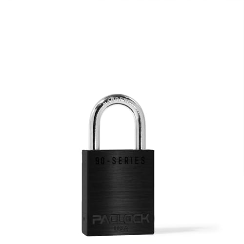 Image of PACLOCK's SR-90A Padlock, 1-3 /16 inch Tall Hardened Steel Shackle, High Security 6-Pin Cylinder, One Lock Keyed to a Number U-Pick! w / 2 Keys, Black