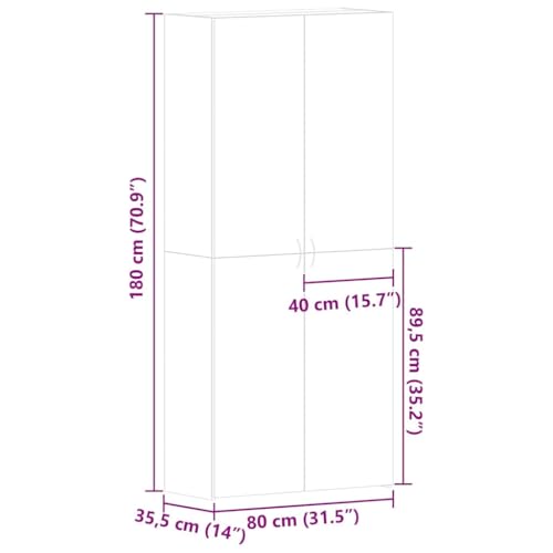 Meuble à chaussures marron 2 portes meuble d'entrée vertical bois compact - 3