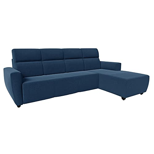 Image of Wakefit Sofa Set for Living Room | 3 Year Warranty | L Shape Sofa, Sofa Set, Wooden Sofa Set for Living Room, 3 Seater Sofa + Right Aligned Chaise - Belize (Fabric, Cobalt blue)